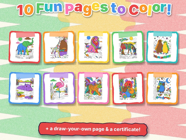 Zoo Animal Coloring Book Printable | 10 Detailed Pages for Kids Ages 4 ...