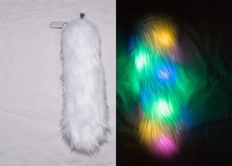 Multi-Color Light Up White Rave Costume Animal Folf Tail