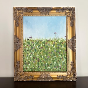 Original Wildflower Meadow Oil Painting – 16x20 Impressionist Landscape on Canvas – Nature-Inspired Artwork by Alex Hartz
