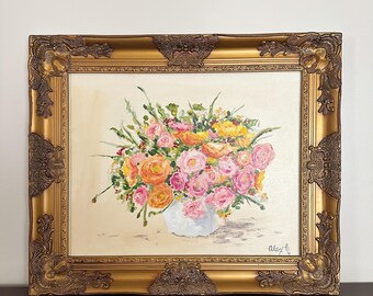 Impressionist Floral Oil Painting – Cheerful Bouquet Still Life, 16x20