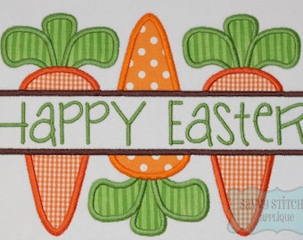 Split Carrot Trio Happy Easter Machine Embroidery Applique Design