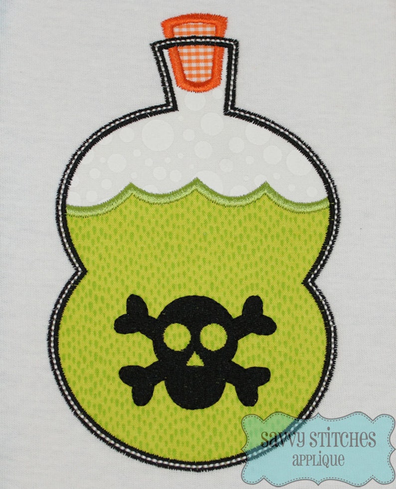 Skull Potion Halloween Machine Embroidery Applique Design image 2