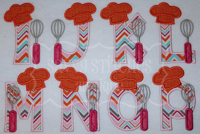 Chef Alphabet Embroidery Applique Design image 3