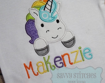 Unicorn Machine Embroidery Applique Design