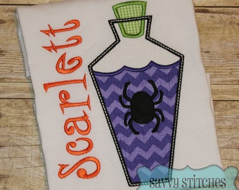 Spider Potion Halloween Machine Embroidery Applique Design