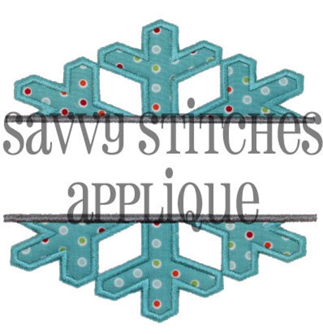 Split Snowflake Machine Embroidery Applique Design Etsy