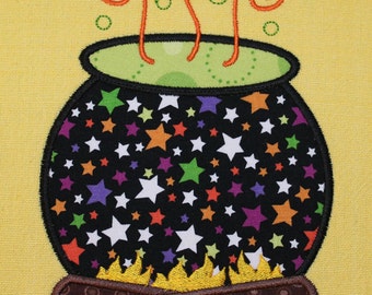 Witch Cauldron Halloween Machine Embroidery Applique Design