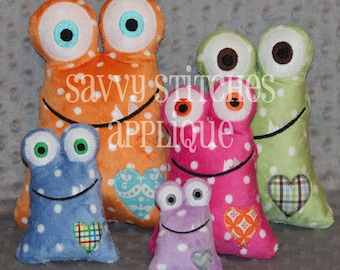 Love Monster Plushie Machine Embroidery Design