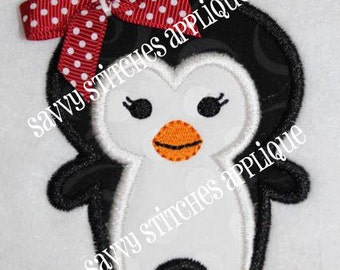 Penguin Machine Embroidery Applique Design