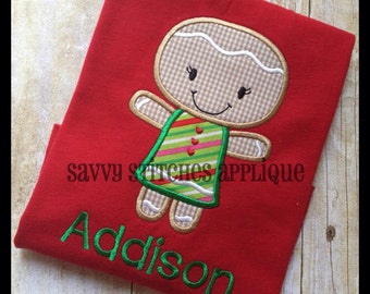 Gingerbread Girl Machine Embroidery Applique Design