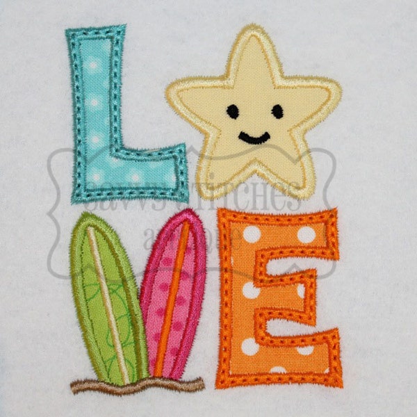 Plage LOVE Machine Embroidery Applique Design