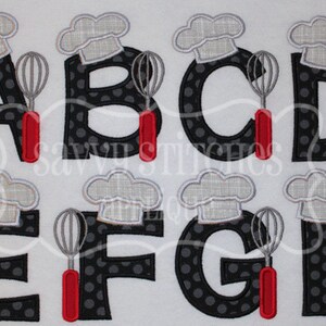 Chef Alphabet Embroidery Applique Design image 2