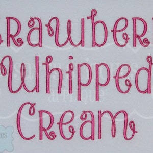 Strawberry Whipped Cream Embroidery Font