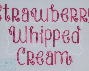 Strawberry Whipped Cream Embroidery Font