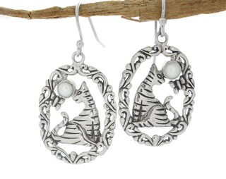 Orecchini Gatto In Argento Sterling 925 Con Ambra Baltica – Gioielli A Gancetto Per Donna, Regalo Per Amanti Dei Gatti, Design UK