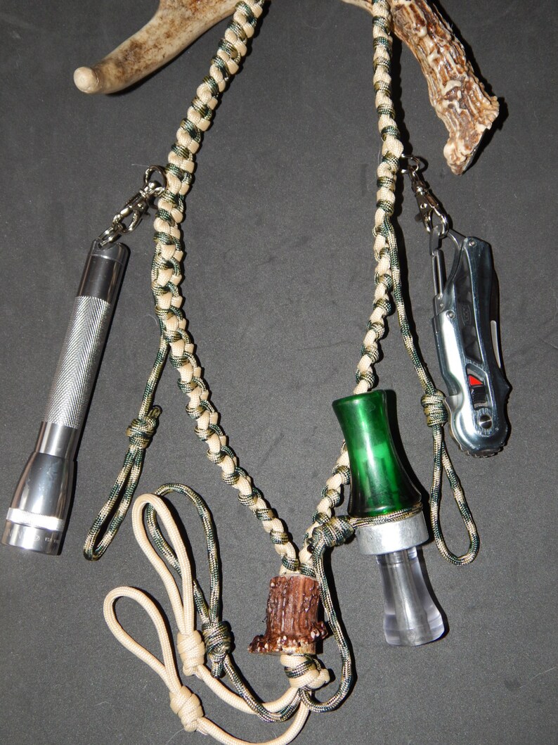 Hunting lanyard Duck call paracord lanyard with deer antler Etsy