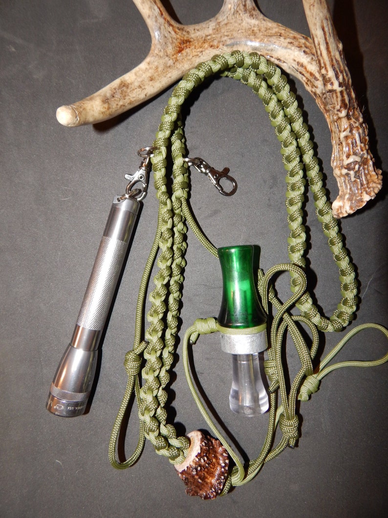 Duck Hunting Lanyard Deer Antler Base Green Paracord Etsy