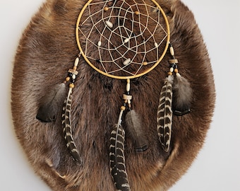 Handcrafted Ojibwe Dreamcatcher | Wild Turkey Feathers & Deer Antler 10"
