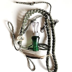 Hand carved antler Duck call deer antler hunting paracord lanyard, camo, 6 calls, 2 accessory clips, hunting gift