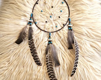 Handcrafted Ojibwe Dreamcatcher | Wild Turkey Feathers & Deer Antler