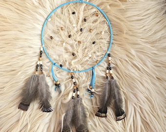 Handcrafted Ojibwe Dreamcatcher | Wild Turkey Feathers 10"