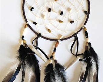 Handcrafted Ojibwe Dreamcatcher | Duck Feathers & Deer Antler 8"