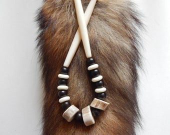 Handcrafted Ojibwe Deer Antler Necklace | Authentic Native American Jewelry and Gifts | Bone Accents