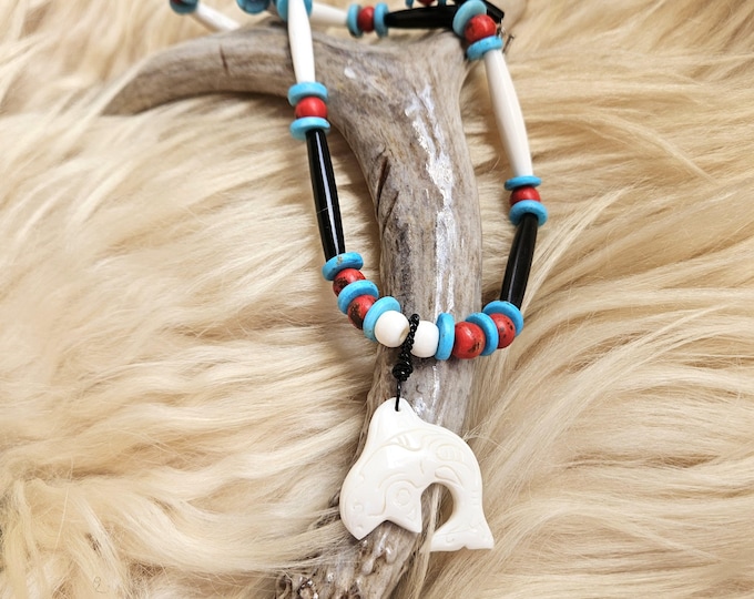 Featured listing image: Orca Ojibwe-Made Carved Bone Pendant Necklace | Unique Native American Artisan Jewelry