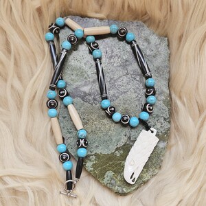 Eagle head Ojibwe-Made Carved Bone Pendant Necklace | Unique Native American Artisan Jewelry
