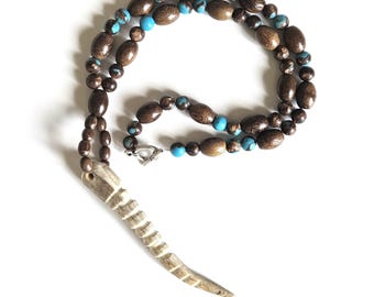 Ojibwe-Made Deer Antler Jewelry | Unique Native American Artisan Necklace | Jasper accents