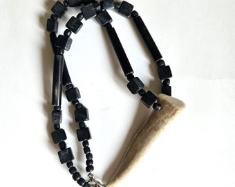 Ojibwe-Made Deer Antler Jewelry | Unique Native American Artisan Necklace | Horn, Feldspar accents