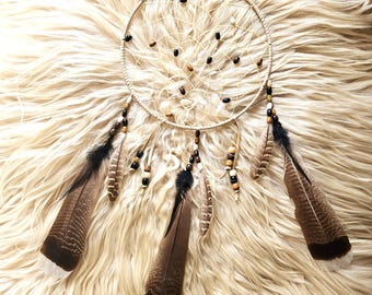 Handcrafted Ojibwe Dreamcatcher | Wild Pheasant, Turkey Feathers 10"