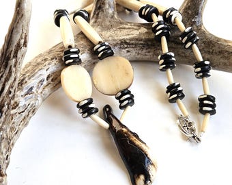 Bison Tooth Ojibwe Necklace | Unique Native American Artistry, Cultural Statement | Bone and Horn Accents