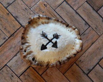 Carved Elk Antler Burr: Native American Arrows Cabin Decor