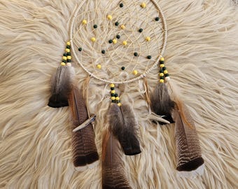 Packer's Ojibwe Dreamcatcher | Wild Turkey Feathers & Deer Antler 10" - Go Pack Go