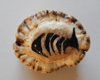 Carved Elk Antler Burr: Fish Skeleton Rosette, Cabin Decor