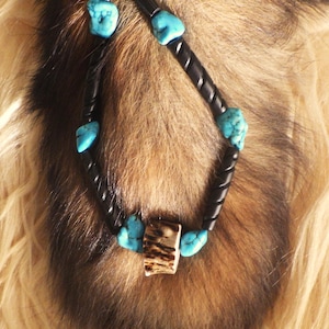 Ojibwe deer antler accented with authentic turquoise, horn, beaded necklace