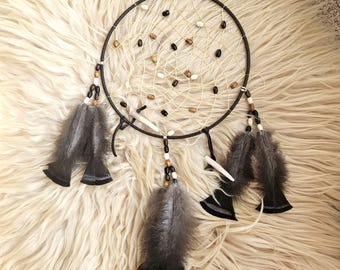 Handcrafted Ojibwe Dreamcatcher | Wild Turkey Feathers & Deer Antler