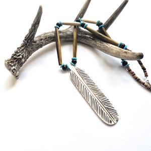 Carved Bone Feather Ojibwe Necklace | Unique Native American Jewelry, Cultural Statement