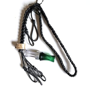 Duck hunting lanyard accented with deer antler, black paracord, 6 call loops, 2 accessory clips, dog training, hunting gift
