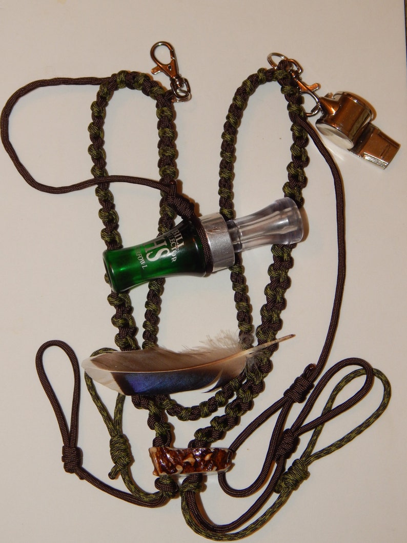 Duck call hunting lanyard deer antler base dk brown and Etsy