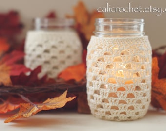 Christmas Cozy Pint Size Mason Jar Cover CROCHET PATTERN PDF Instant Download