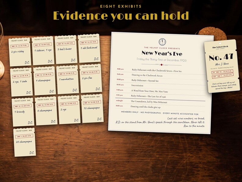 1920s Murder Mystery Party Game, Printable Speakeasy Dinner Party Kit for 4 to 12 Players image 4