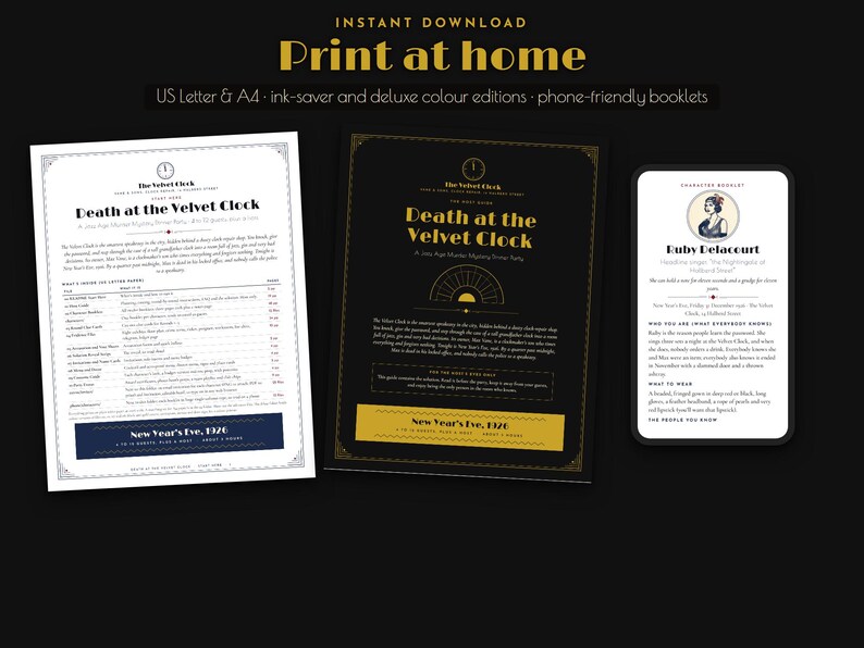 1920s Murder Mystery Party Game, Printable Speakeasy Dinner Party Kit for 4 to 12 Players image 9