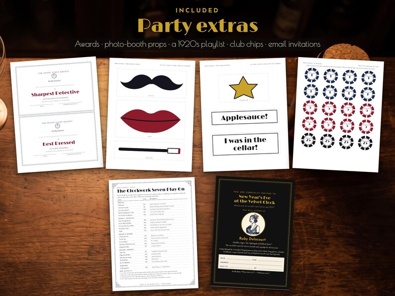 1920s Murder Mystery Party Game, Printable Speakeasy Dinner Party Kit for 4 to 12 Players image 8