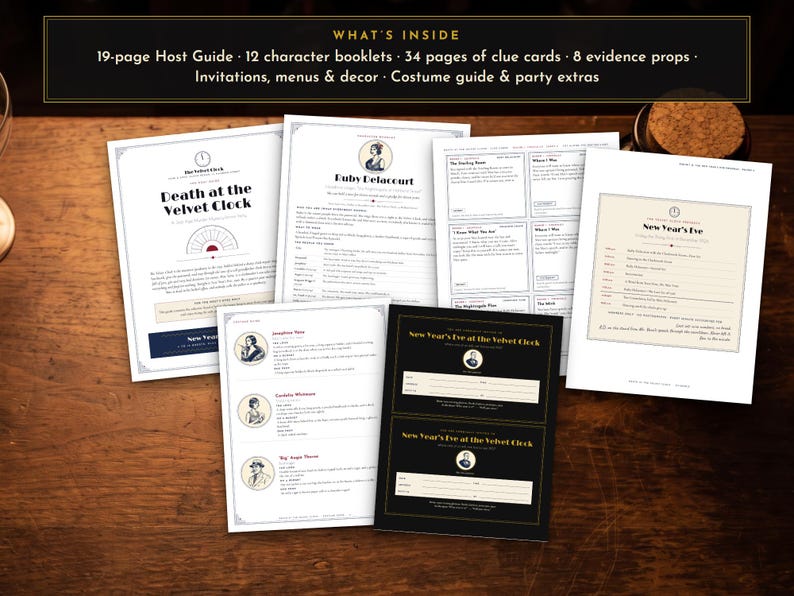 1920s Murder Mystery Party Game, Printable Speakeasy Dinner Party Kit for 4 to 12 Players image 2