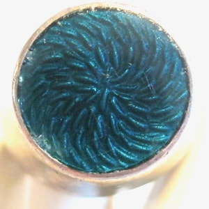 Vintage David-Andersen Sterling Silver Teal Enamel Dot Ring - Scandinavian Modernist