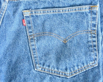 Vintage 1980's Levi Strauss & Co Denim Men's Blue Jeans - Blank Levi's Tab - Big Pocket  - Straight Leg - Zip Fly - Iron Lines - Great Cond
