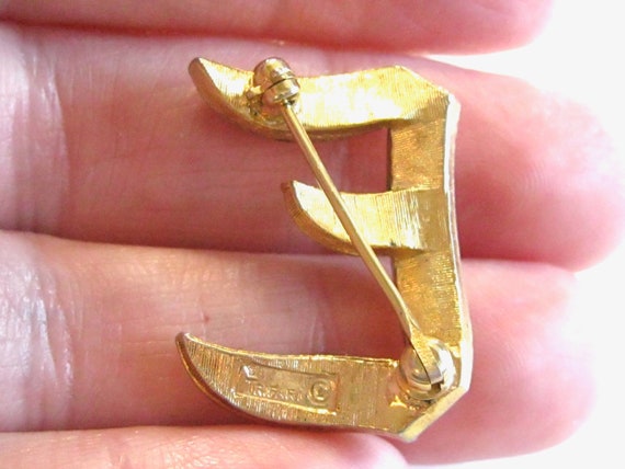 Trifari Letter "E" Pin Brooch, VIntage Inițial Pi… - image 9