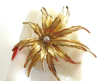 Broche Boucher, PIN Boucher, Pin de flor Boucher, Flor Boucher, Pin floral de mediados de siglo, Pin de flor retro, Joyería de flores, Flor de oro